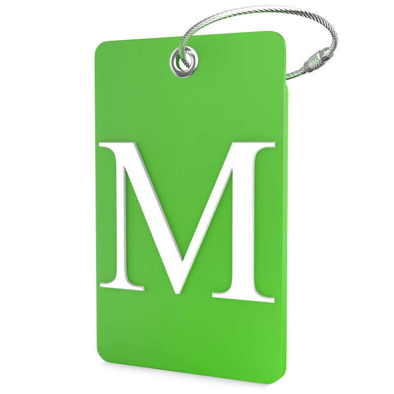 Shacke Luggage Tag Initial â€“ Fully Bendable Tag w/Stainless Steel Loop (Letter M) - Image 1